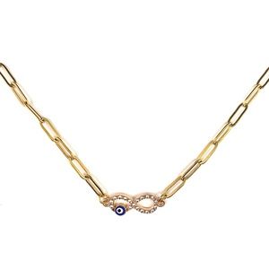 Lucky Eye Infinity Charm Paperclip Chain Necklace - NWT